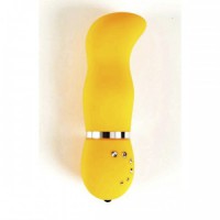 Вибратор Sexus Funny со стразами,  жёлтый 14 см